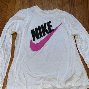 Nike White Shirt with Pink Swoosh